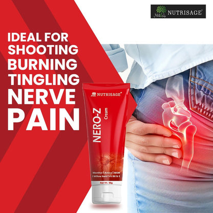Nero-Z Neuropathy Nerve Relief Cream - Fast Acting Max Relief for Feet, Hands,Legs,Toes,Back-Ultra Strength Menthol,Arnica, Aloe Vera,MSM,Soothing Natural Nerve Comfort, Paraben-Free 50 g