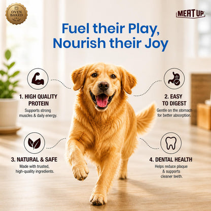 Meat Up Dog Treats Biscuits 1kg| Real Chicken Flavour | Remove Plaque & Tartar Build-up | Vitamins & Minerals | Promotes Lustrous Coat