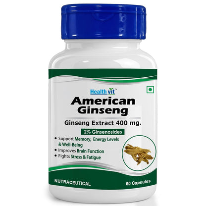 Healthvit American Ginseng supplement bottle on a white background