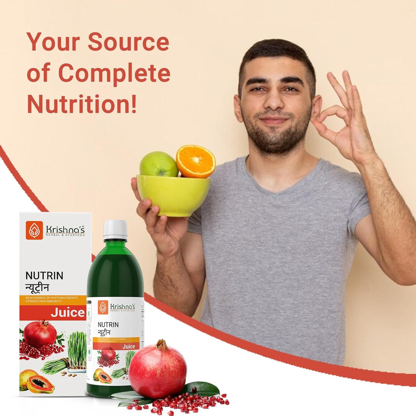 Krishna's Nutrin Juice, Rich Source Of Nutrients, No Artificial Colors or Flavors - 1000 ml (Pack of 1)