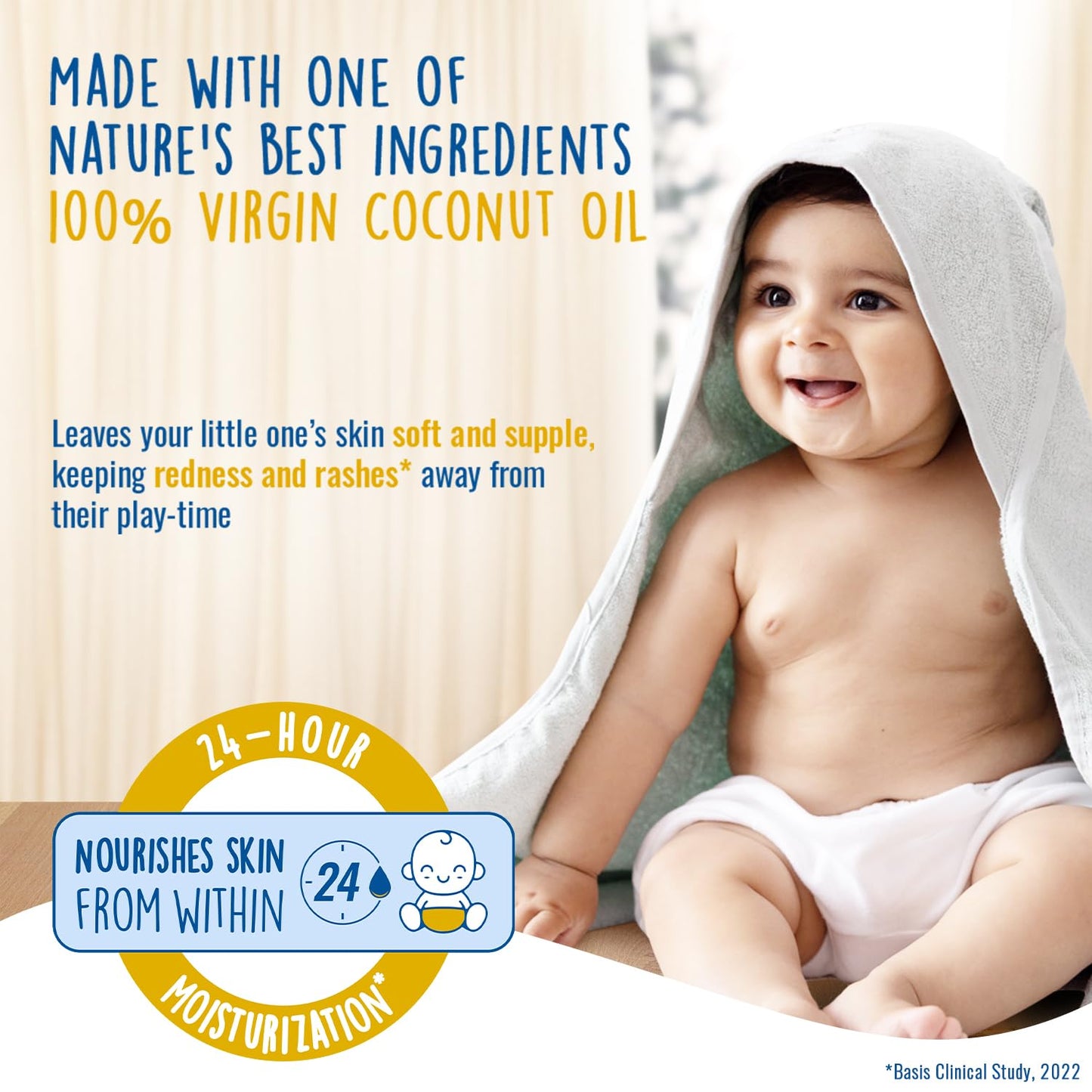 Parachute Advansed Baby Lotion for New Born Babies|Doctor Certified|Virgin Coconut Oil & Coconut Milk|Ph 5.5|24 Hour Moisturization|200Ml, Blue
