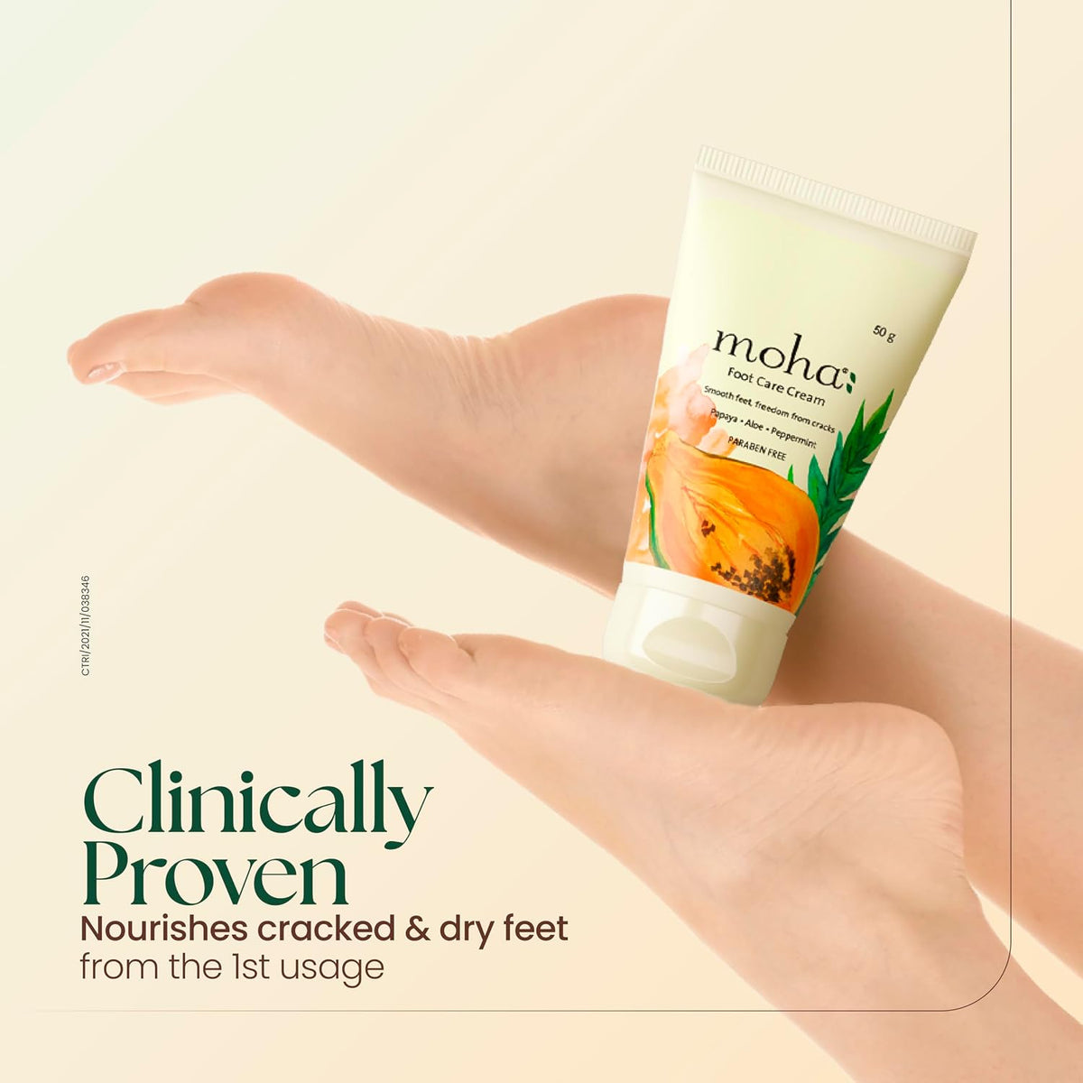 Moha Foot Cream for Dry & Cracked Feet | Deep Nourishment & Fast Healing Heel Repair Cream | Cooling & Vegan Formula with Aloe, Papaya, Peppermint & kapurkachri | Clinically Proven | Moisturizing Foot Cream for Rough Calloused Skin 50g