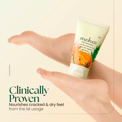 Moha Foot Cream for Dry & Cracked Feet | Deep Nourishment & Fast Healing Heel Repair Cream | Cooling & Vegan Formula with Aloe, Papaya, Peppermint & kapurkachri | Clinically Proven | Moisturizing Foot Cream for Rough Calloused Skin 50g
