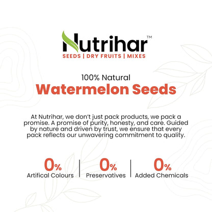 Nutrihar Raw Watermelon Seeds 100g | Double Cleaned & Unpolished | Watermelon Seeds for eating | High Protein | Magaj Seeds 100g