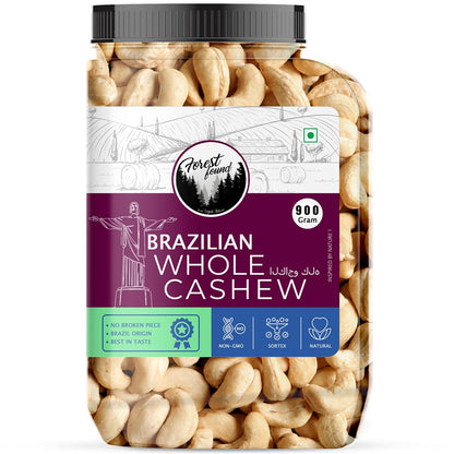 Forest Found 900g Brazilian Jumbo Cashews - Extra Large Whole Kaju - Bigger Than W320 Premium Grade - 100% Natural & Fresh Healthy Dry Fruit