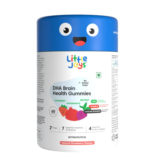 Little Joys DHA Brain Health Gummies For Kids | 2-6 years | 60 Day Pack | Improved Concentration, Mood & Sleep | Packed With 8 Vitamins & Minerals | Multivitamin Gummies For Kids With No Added Sugar