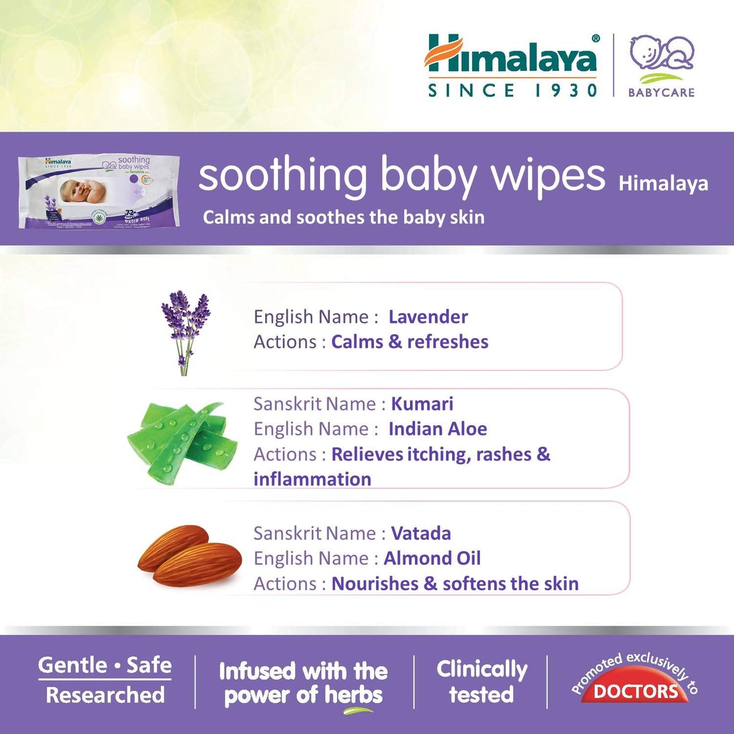 Himalaya Soothing Baby Wipes - (72 Pieces)