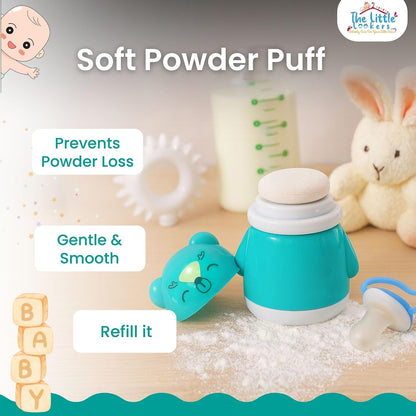 THE LITTLE LOOKERS Portable Baby Skin Care Baby Powder Puff With Box Holder Container For New Born & Kids For Baby Face & Body (Green)