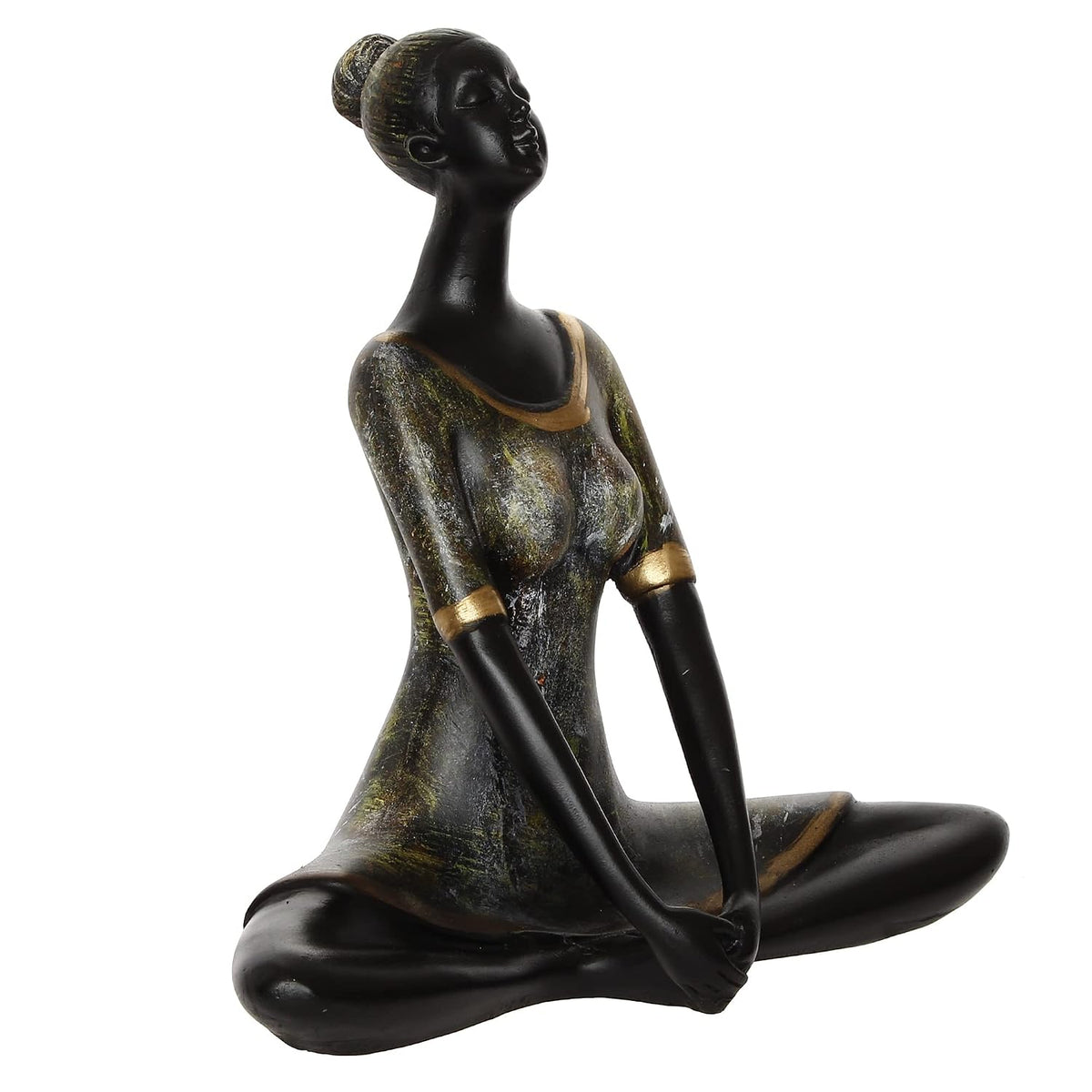 Grey Black Resin Lady in Butterfly Yoga Pose | Yoga Woman Statue Showpiece for Home Decor Living Room Bedroom Office Yoga Studio | Womens Day Gift for Ladies | Birthday Gift for Women