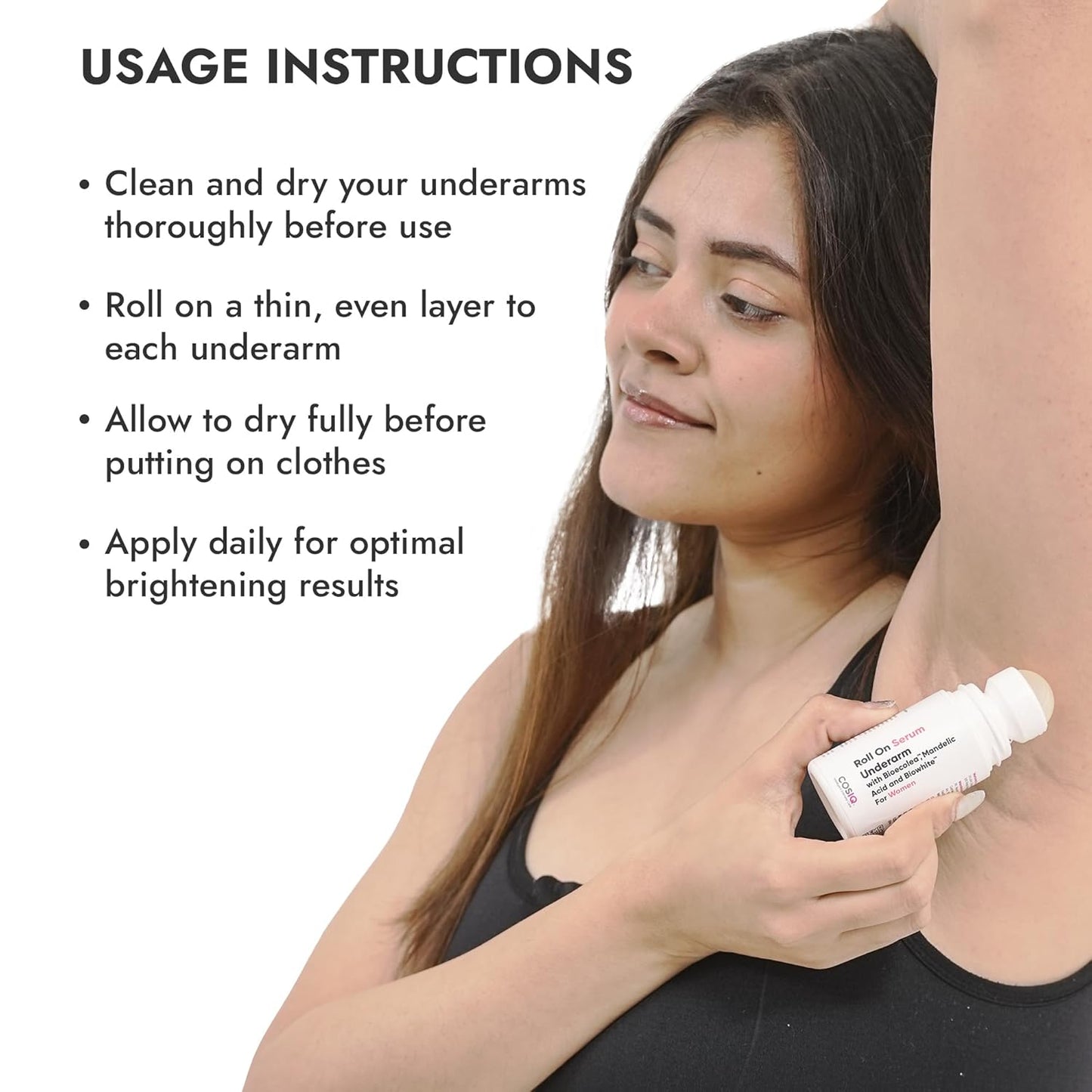 Cos-IQ Brightening Underarm Roll On Serum for Women | With Bioecolea, Mandelic Acid and Bio White | Prevents Body Odour, Brightens Skin & Exfoliates Underarms | Long Lasting deodorant roll on with Fresh Floral Fragrance, 40ml