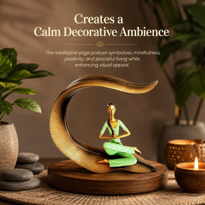 Yoga Lady Statue Polyresin Meditating Woman Figurine for Home & Office Décor 22Cm | Elegant Yoga Showpiece | Zen Décor | Namaste Meditation Idol | Decorative Woman Statue (Green)