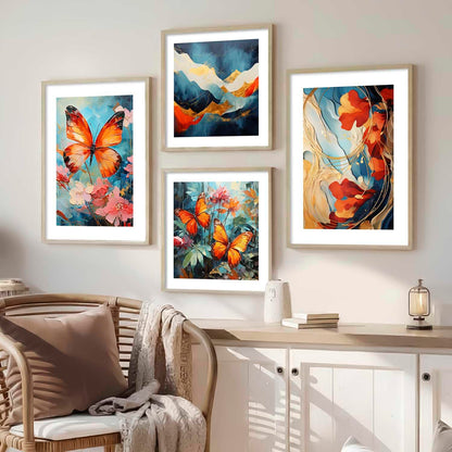 Premium Digital Paintings with Frame for Home Decoration - Painting for Living Room Bedroom Office - Painting for Wall Decoration - Pack of 4 (C)