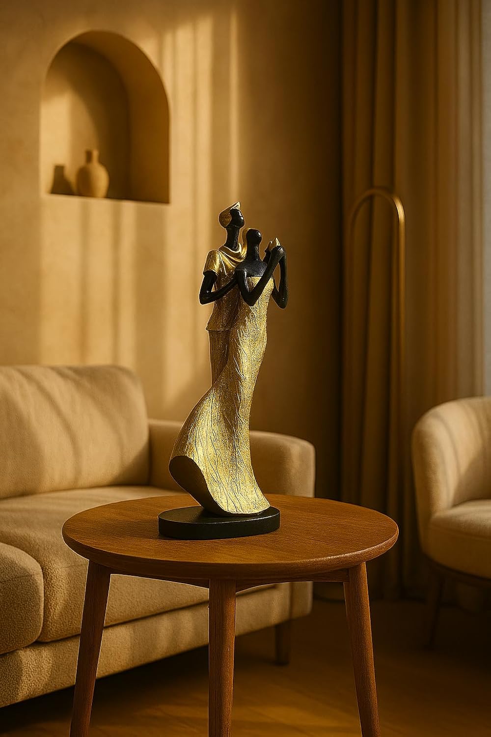 Xtore Lavish Golden Black Resin Couple with Bird for Home Decor (Pack of 1, Golden & Black)