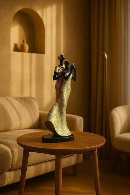Xtore Lavish Golden Black Resin Couple with Bird for Home Decor (Pack of 1, Golden & Black)