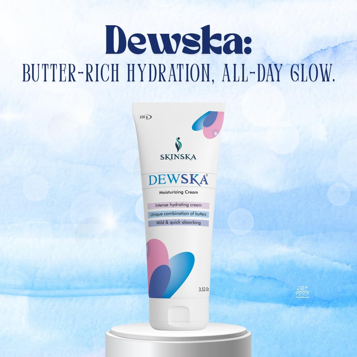 SKINSKA NATURALS Dewska Moisturizing Cream 100g with Cocoa & Shea Butter, Aloe Vera & Vitamin E for Rough & Dry Skin, Daily Face & Body Moisturizer for Men and Women