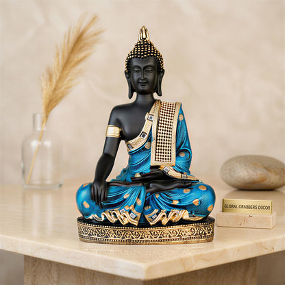 Buddha Idol Statue | Home Decoration Items for Living Room (Blue Black)