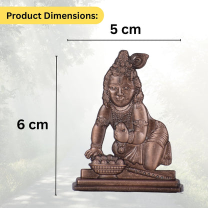 Bal Gopal, Laddu Gopal, Kanha Idol for Car Dashboard – Copper Finish Compact Krishna Ji Murti for Car & Mandir (S965-CPR)