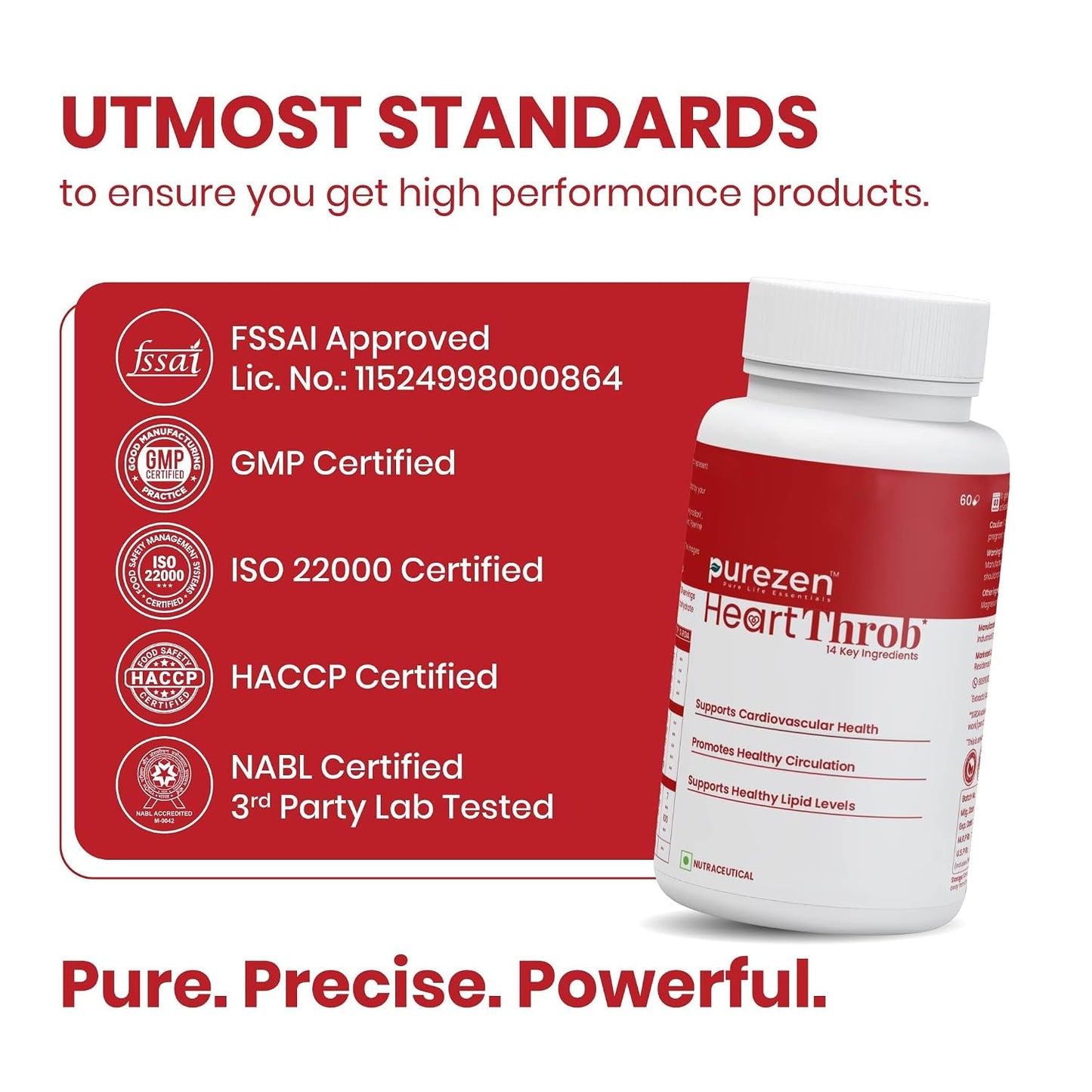 Purezen HeartThrob Heart Health Supplement, 60 Veg Capsules