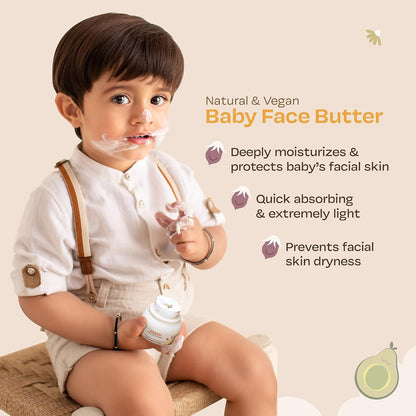 Maate Baby Face Butter 50 gm | Enriched with Shea Butter & Avocado | Soft, Nourished & Supple Facial Skin | Light & Quick Absorbing Lotion | Moisturizing Cream For Face | For Babies & Kids 0m+
