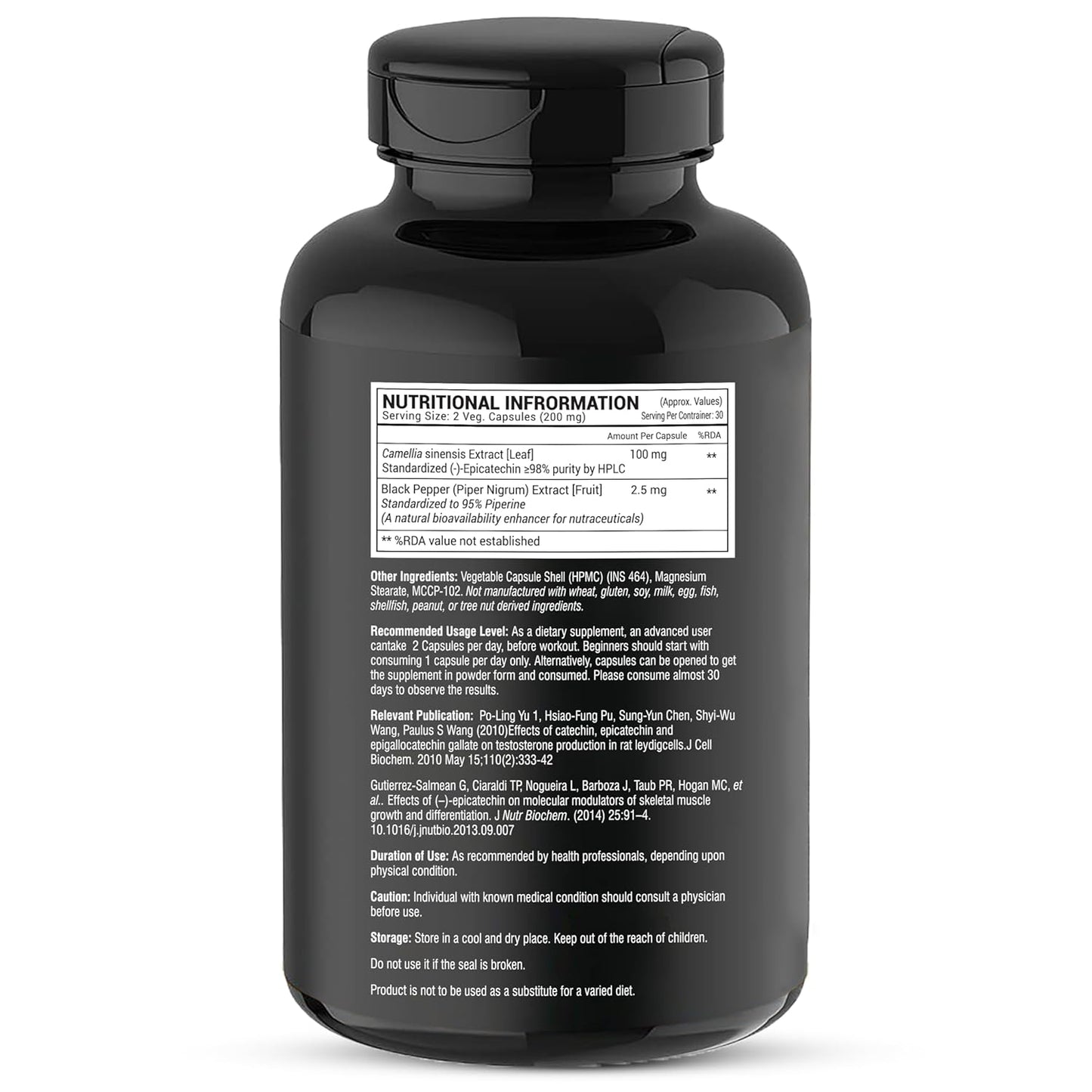 GREENDORSE EPICATECHIN- 99% Purity Workout Capsules | Lean Muscle Growth, Myostatin Inhibitor, Nitric Oxide Booster, Improved blood flow & cognitive functions | Lab tested- 60 Veg capsules