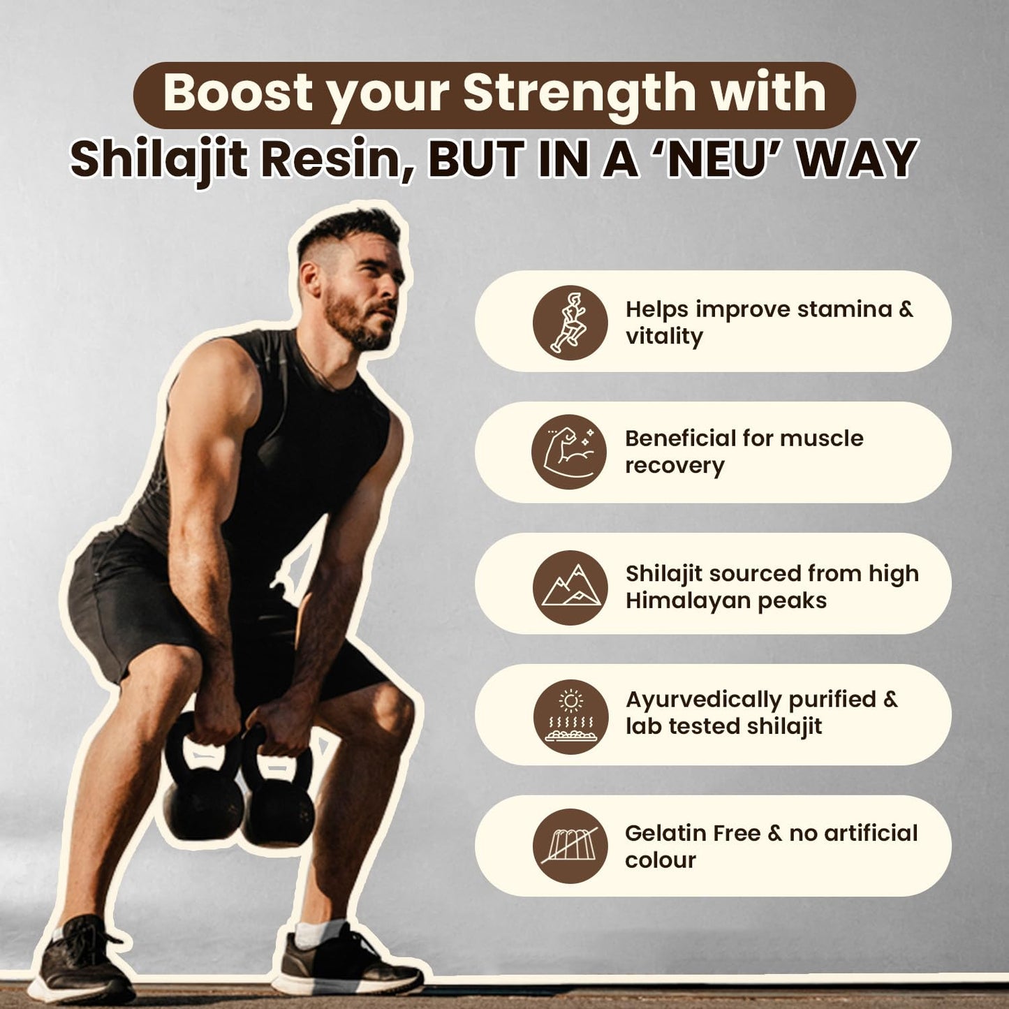 Neuherbs Pure Himalayan India's First Shilajit Resin Gummies To Improve strength, Stamina & Energy - 30 Shilajit Gummies