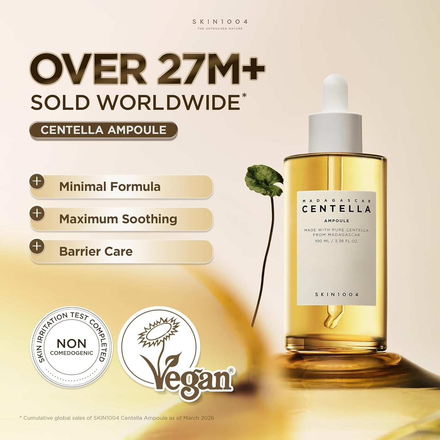 SKIN1004 Madagascar Centella Asiatica Ampoule Facial Serum |100% Centella Asiatica Extract for Soothing Sensitive and Acne-prone Skin, 30ml