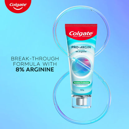 Colgate Pro Argin Toothpaste, Sensitivity Protection in 60 Seconds, 8% Arginine, Boosted Protection against Sensitivity, Enamel Damage, Oral pH, Cavities (100g)