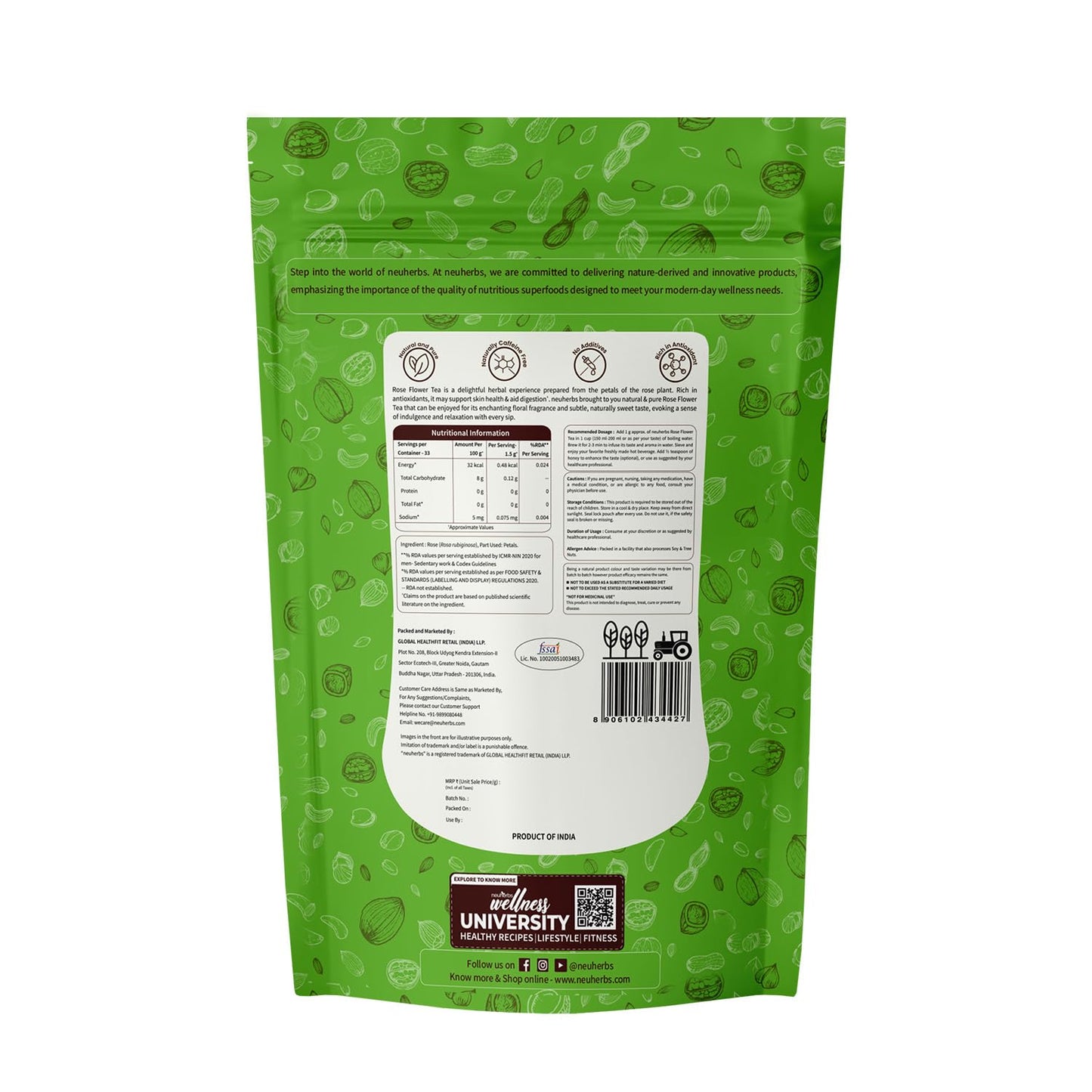 Neuherbs Rose Flower Tea 50g| Promote Skin Glow | 100% Clean, Natural & Pure | Rich In Antioxidant | Caffeine Free Tea