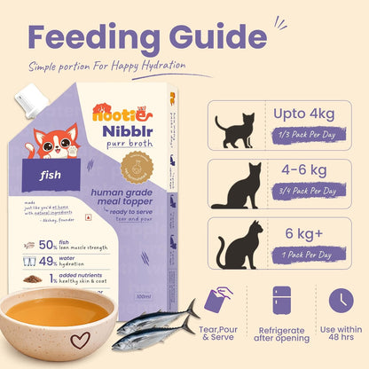 Nootie Nibblr Fish Bone Broth (100ml)- Hydrating Meal Topper for Cat