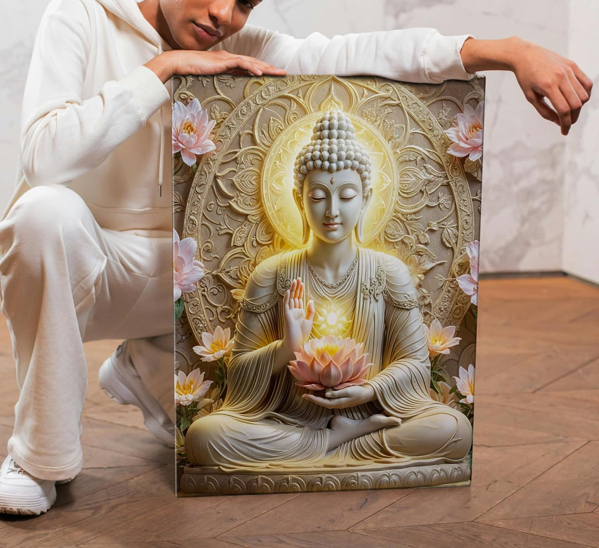 Buddha Paintings For Living Room, 45x58 cm, Set of 1