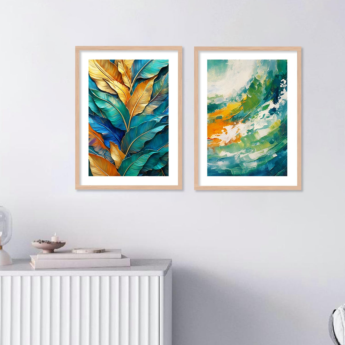 Premium Digital Paintings with Frame for Home Decoration - Painting for Living Room Bedroom Office - Painting for Wall Decoration - Pack of 4 (E)