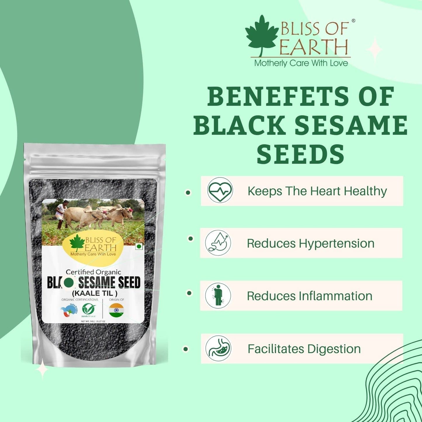 Bliss of Earth 600gm unhulled Black Sesame Seeds, Kaale Til, Fresh & Organic Fully Fiber Rich Great for Cooking & Baking