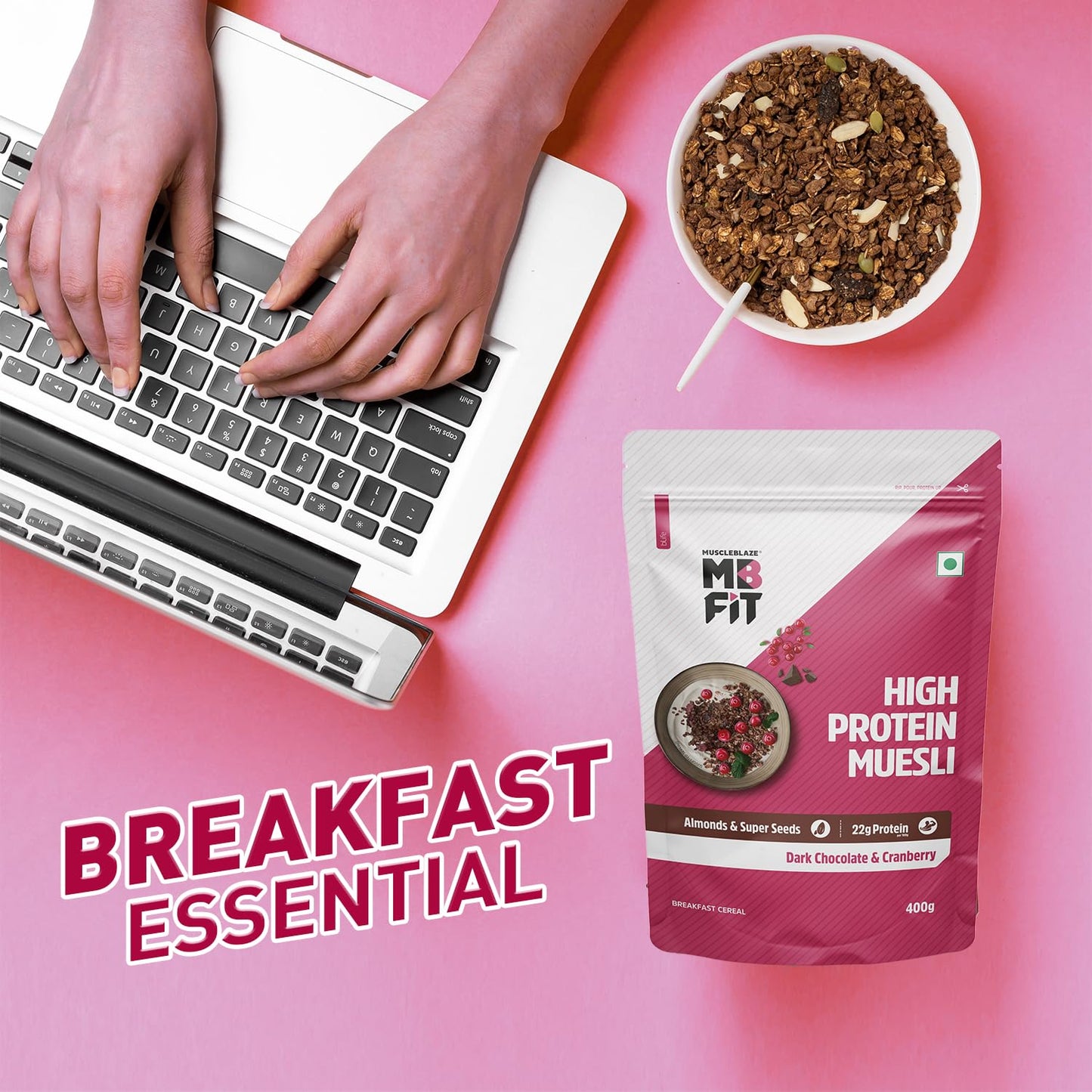 MuscleBlaze Fit High Protein Muesli ,400g | 22g Protein | With Raisins, Almonds & Super Seeds, High Protein Breakfast Cereals