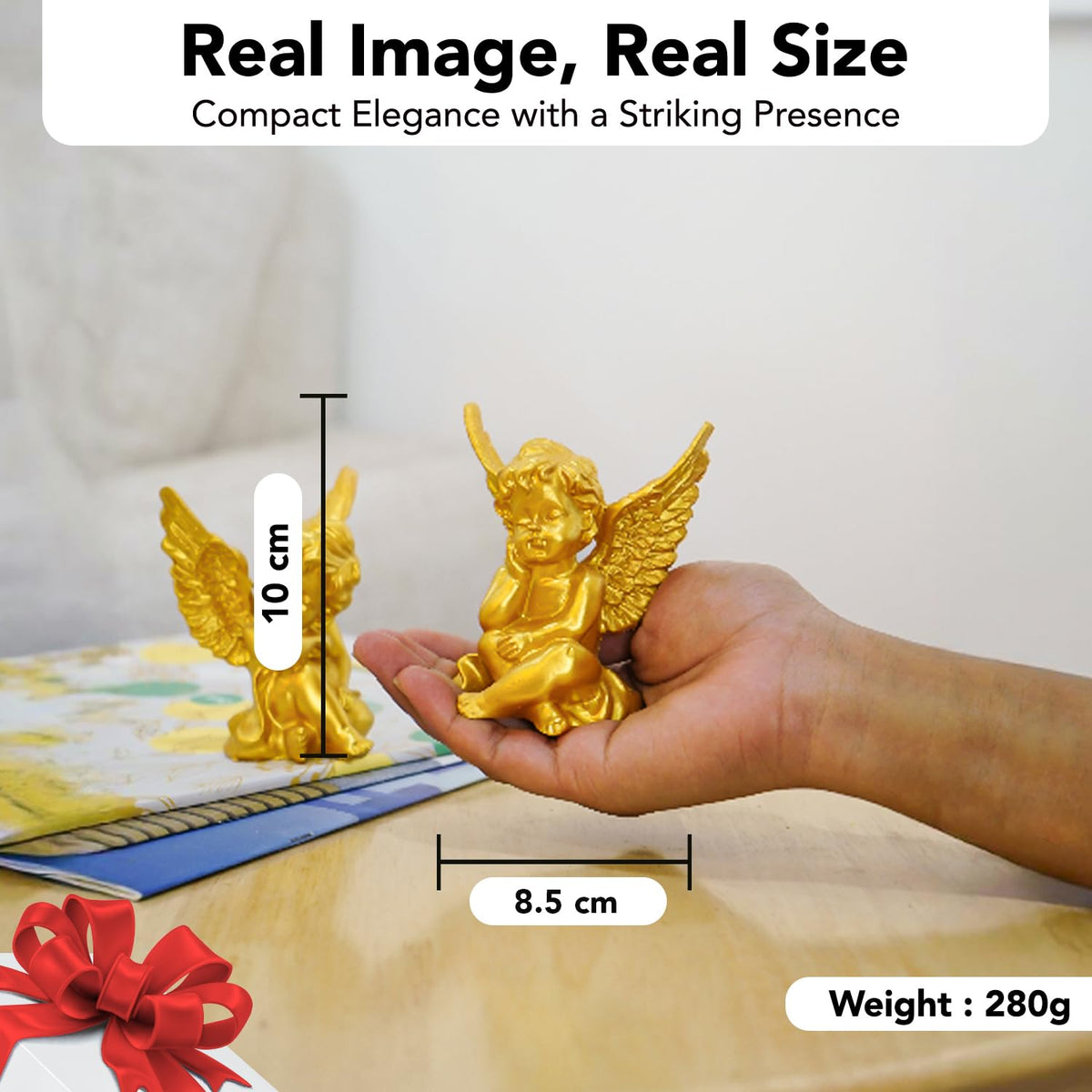 Nostrae Cupid Angel Show Pieces for Home Decor Living Room Decorative Items | Cute Angel Statue Showpieces Gift Item for Decor| Center Table Tv Office Interior Statues Figurines (Set of 2)