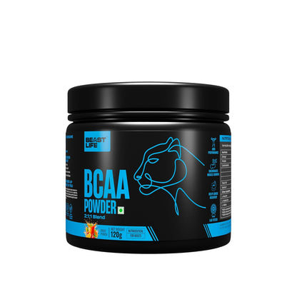 BeastLife High Recovery BCAA – Fruit Punch Flavour | 2:1:1 Blend | 120g | Fast-Absorbing Recovery Formula | Premium Sports Nutrition for Men & Women