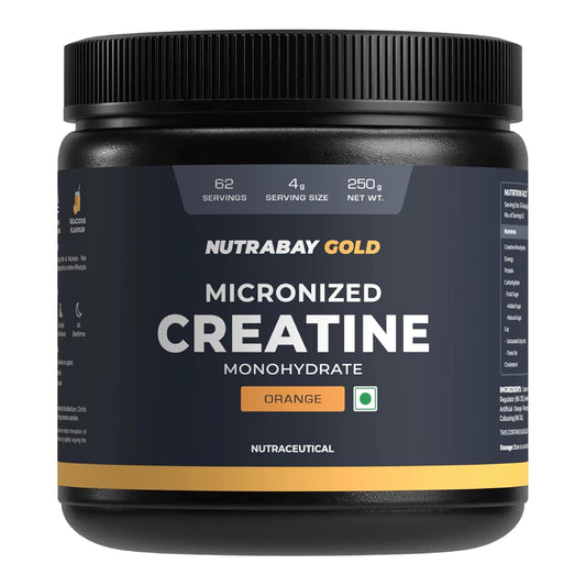 Nutrabay Gold Micronized Creatine Monohydrate container on a white background
