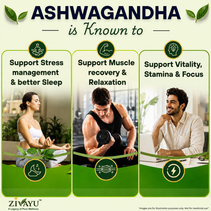 ZIVAYU Organic Ashwagandha Tablets 1200mg (600mg x 2 Per Serving) - Supports Stress & Anxiety Relief, Sleep & Muscle Recovery - USDA & India Organic Certified - Heavy Metal Tested - 90 Tablets