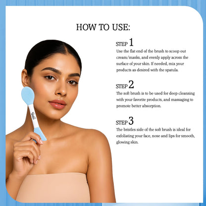 Glam21 Multipurpose Silicone Brush | 2in1 Soft Double-sided Deep Cleansing & Skin Massaging | Micro Scrubber to Face, Nose & Lips for Pore Cleansing, Removing Blackhead