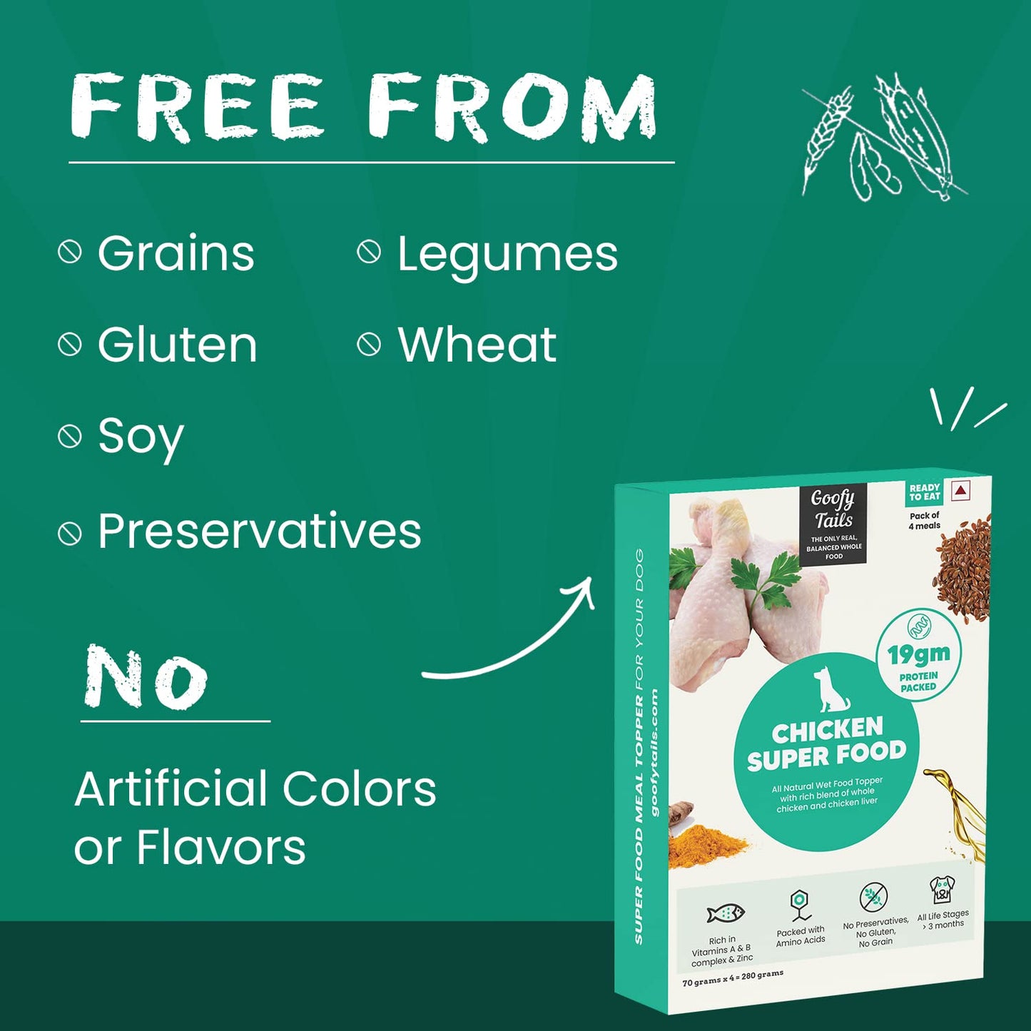 Goofy Tails Wet Dog Food 280g (70gX4), Chicken Super Dog Food, Preservative Free Dog Gravy, Wet Dog Food, Natural Human Grade Grain Free and Gluten Free Super Dog Food Gravy