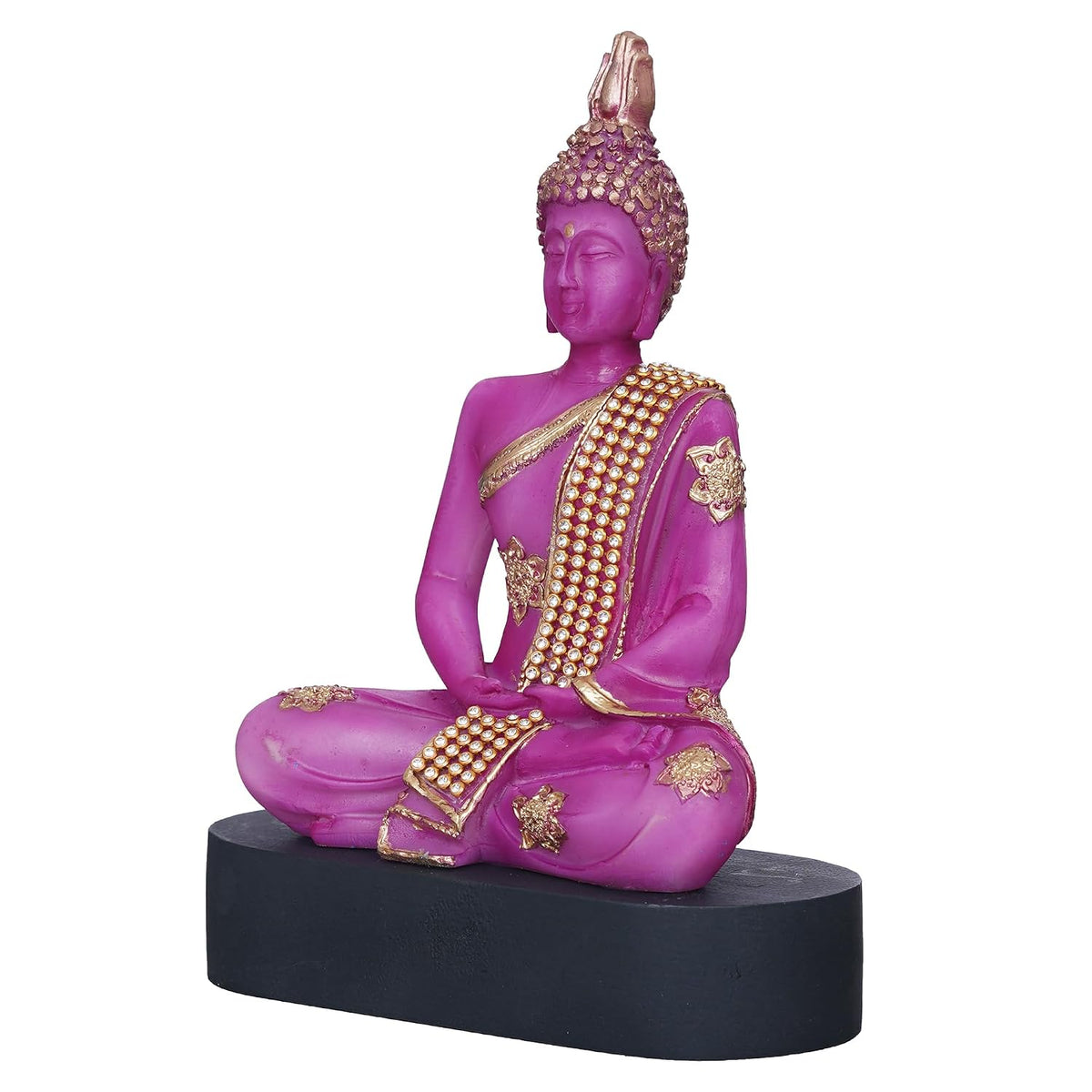 Purple and Golden Resin Handcrafted Meditating Lord Buddha Statue | Serene Home Decor for Living Rooms, Meditation Spaces, and Offices | Spiritual Gift for Diwali, Housewarming