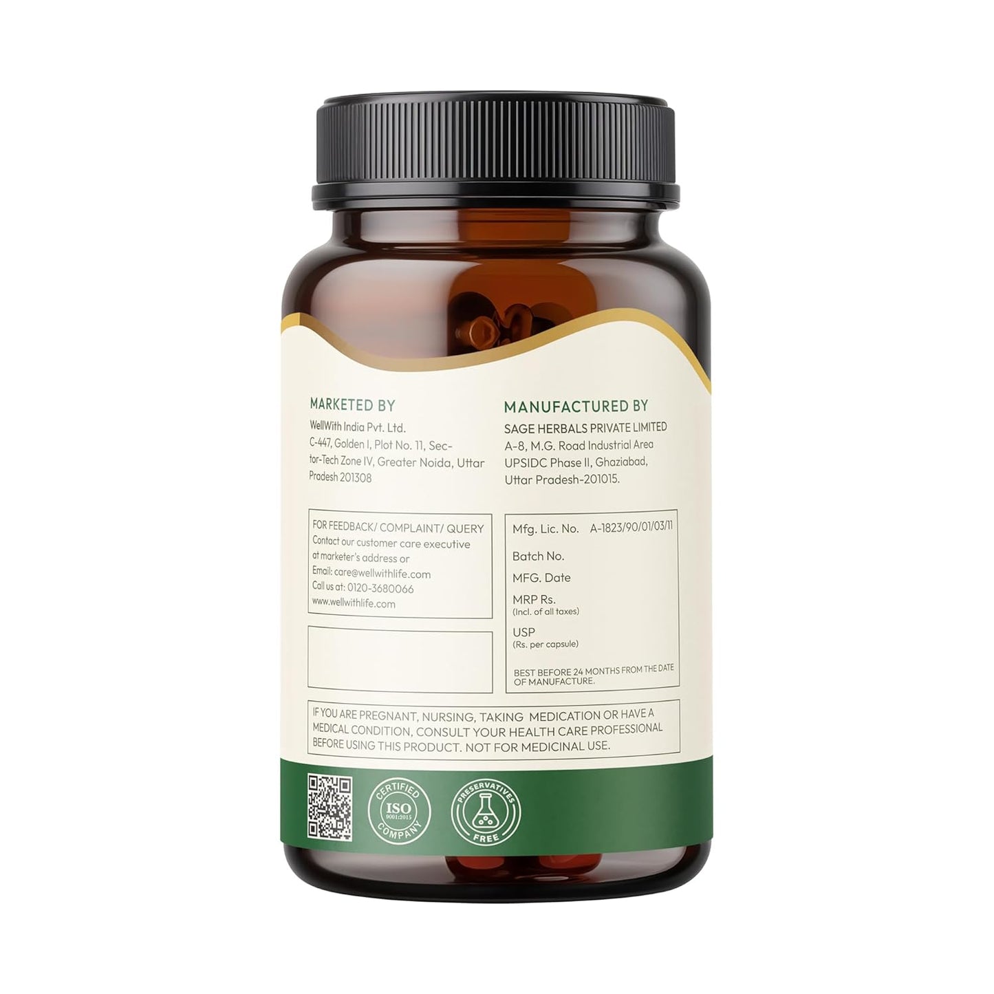 Wellwith (Ayuzera) Organic Wheat Grass Capsules 60 Capsules (Pack of 1) – 500mg | Natural Superfood for Detox, Immunity & Energy | Antioxidant Support | Vegan, Non-GMO