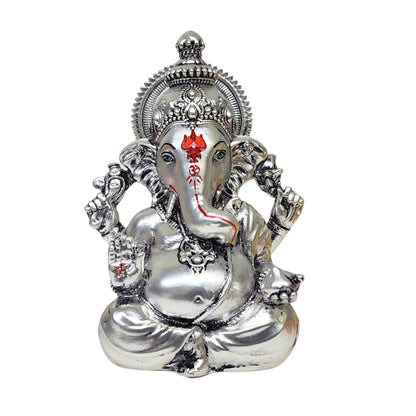 Silver Plated Antique Matte Vinayagar | Multifunctional Ganesha Idol for Gifting, Housewarming, and Car Dashboard Decor(SILVERANTIQUEMATTEVINAYAGAR 4")