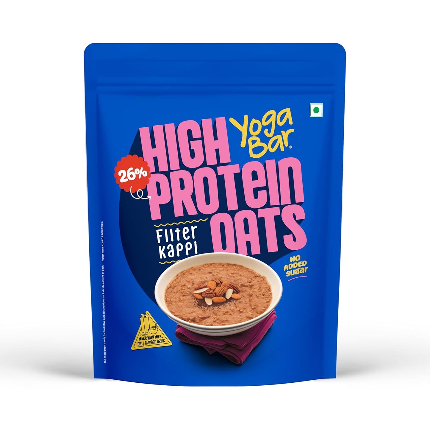 Yogabar 26g High Protein Oats 1kg , Filter Kappi - Breakfast Cereal with Wholegrains, 26% Protein & No added sugar - Oats High Protein for Gym - Premium Protein Blend