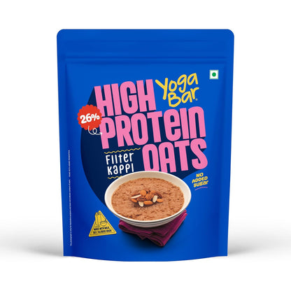 Yogabar 26g High Protein Oats 1kg , Filter Kappi - Breakfast Cereal with Wholegrains, 26% Protein & No added sugar - Oats High Protein for Gym - Premium Protein Blend
