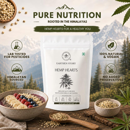 Earthen Story Hemp Hearts, 150g | Himalayan Origin Shelled Hemp Seeds | Rich in Plant Protein & Omega 3 | Lab Tested for Pesticide Residues | Mild Nutty Taste | Superfood for Smoothies, Salads & Breakfast