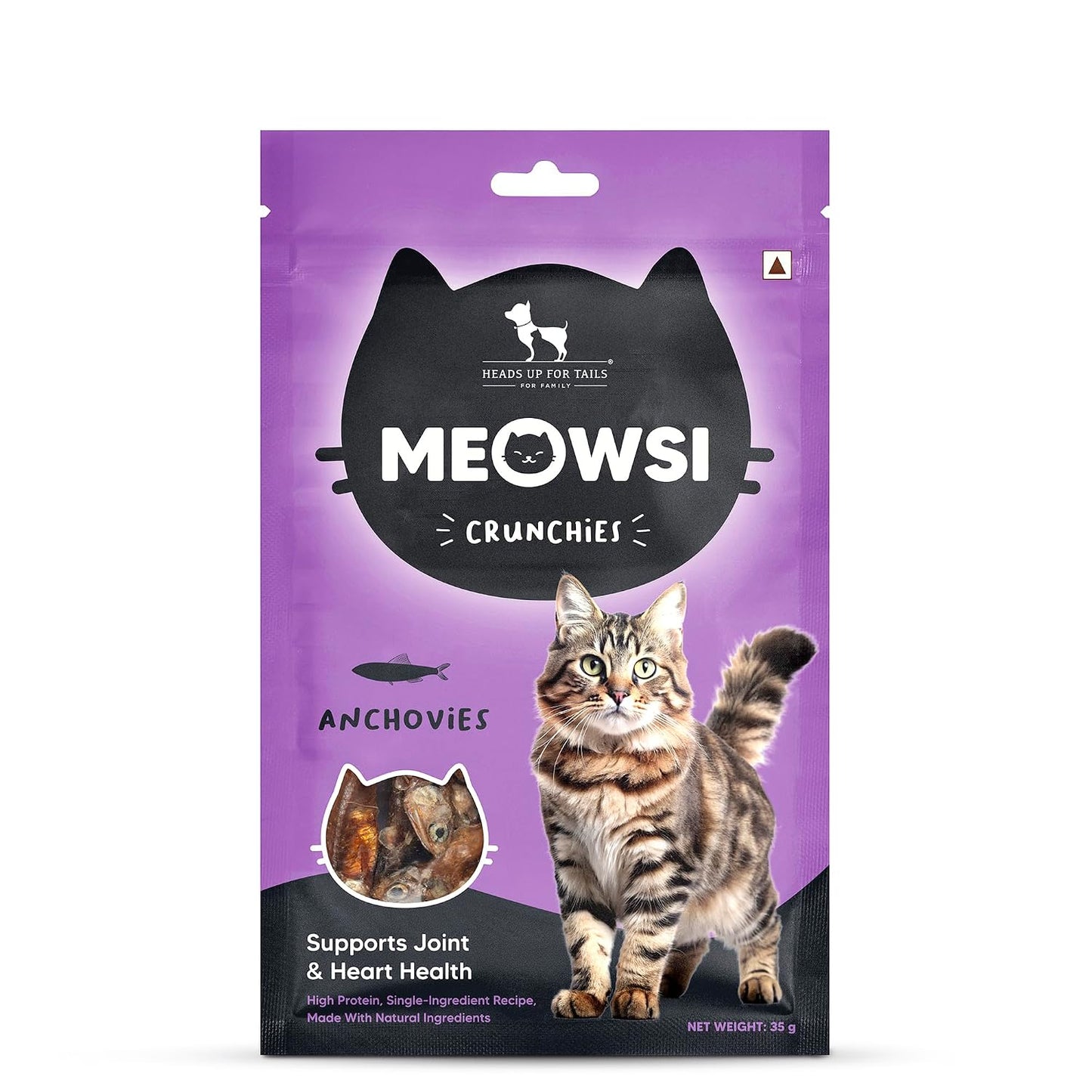 Meowsi by HUFT Dehydrated Anchovies Crunchies Cat Treats – 35 gm | Protein-Rich Crunchy Seafood Treats for Cats & Kittens | Natural Anchovy Snack | Supports Dental Health | Tasty Training Reward