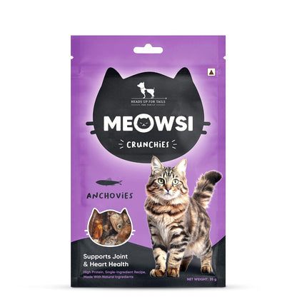 Meowsi by HUFT Dehydrated Anchovies Crunchies Cat Treats – 35 gm | Protein-Rich Crunchy Seafood Treats for Cats & Kittens | Natural Anchovy Snack | Supports Dental Health | Tasty Training Reward
