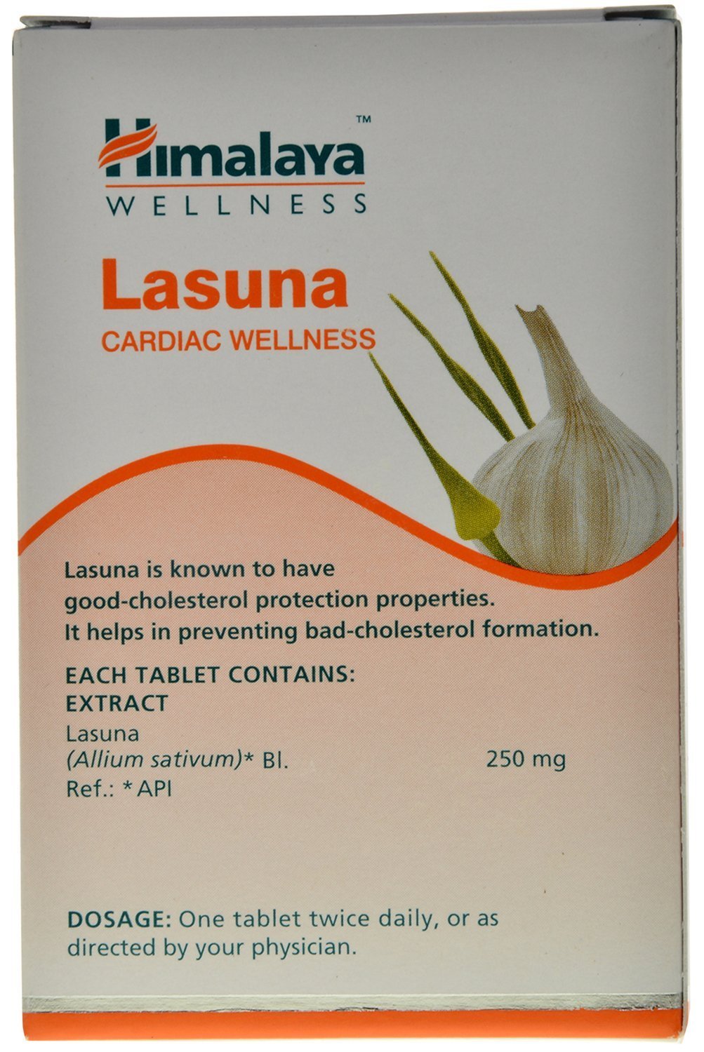 Himalaya Wellness Lasuna Cardiac Wellness packaging with garlic illustration