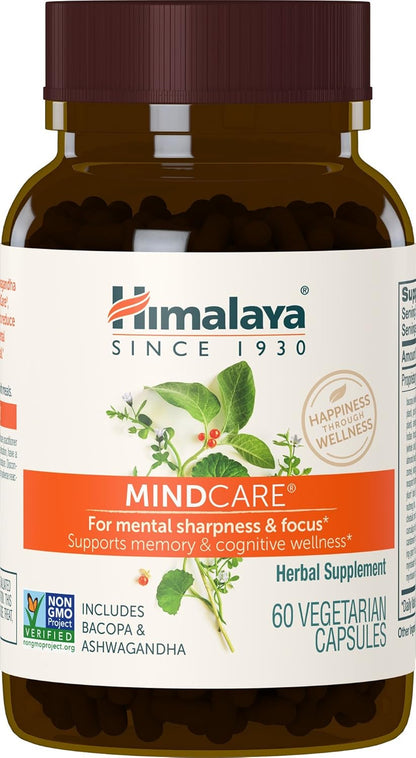 Himalaya Mindcare herbal supplement bottle on a white background