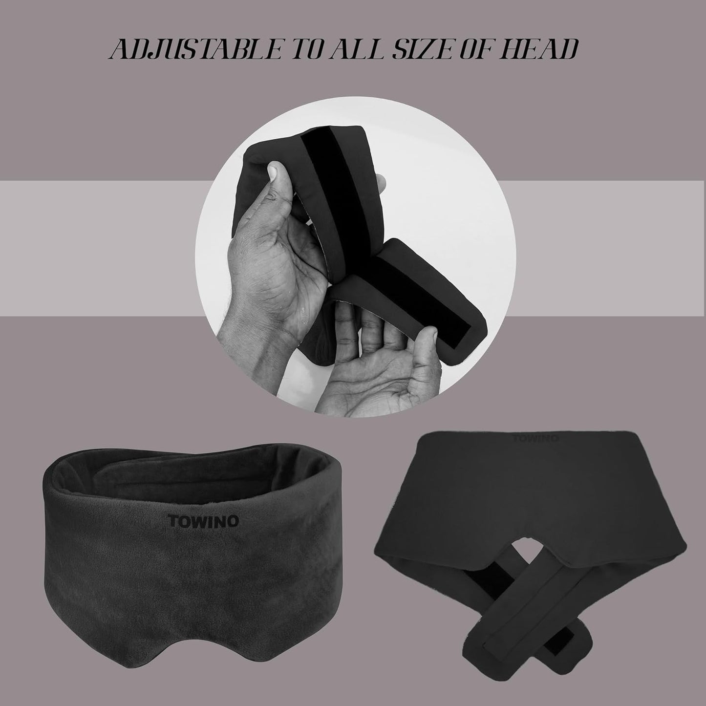 TOWINO® Eye Mask for Sleeping Super Soft & Smooth And Fully Adjustable To All Size Heads - Super Soft & Comfortable for Women and Men, Blindfold for Travelling, Night Sleeping,Nap Suitable for All Family Members Made In India (Black)